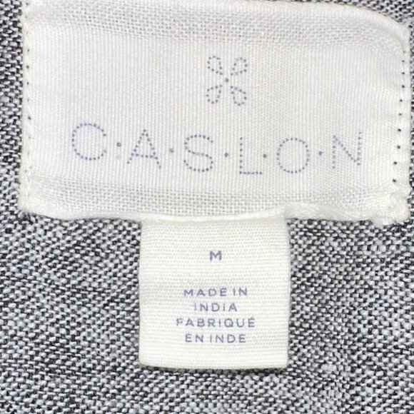 CASLON 100% Linen Utility Jacket Women MED Gray Grey Long Sleeve Lightweight - Picture 2 of 2